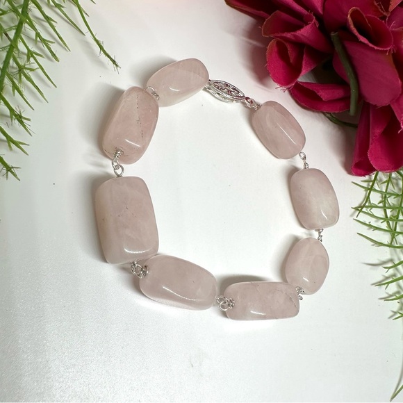 NEW⚜️Chunky Rose Quartz Gemstone Bracelet - Picture 3 of 5